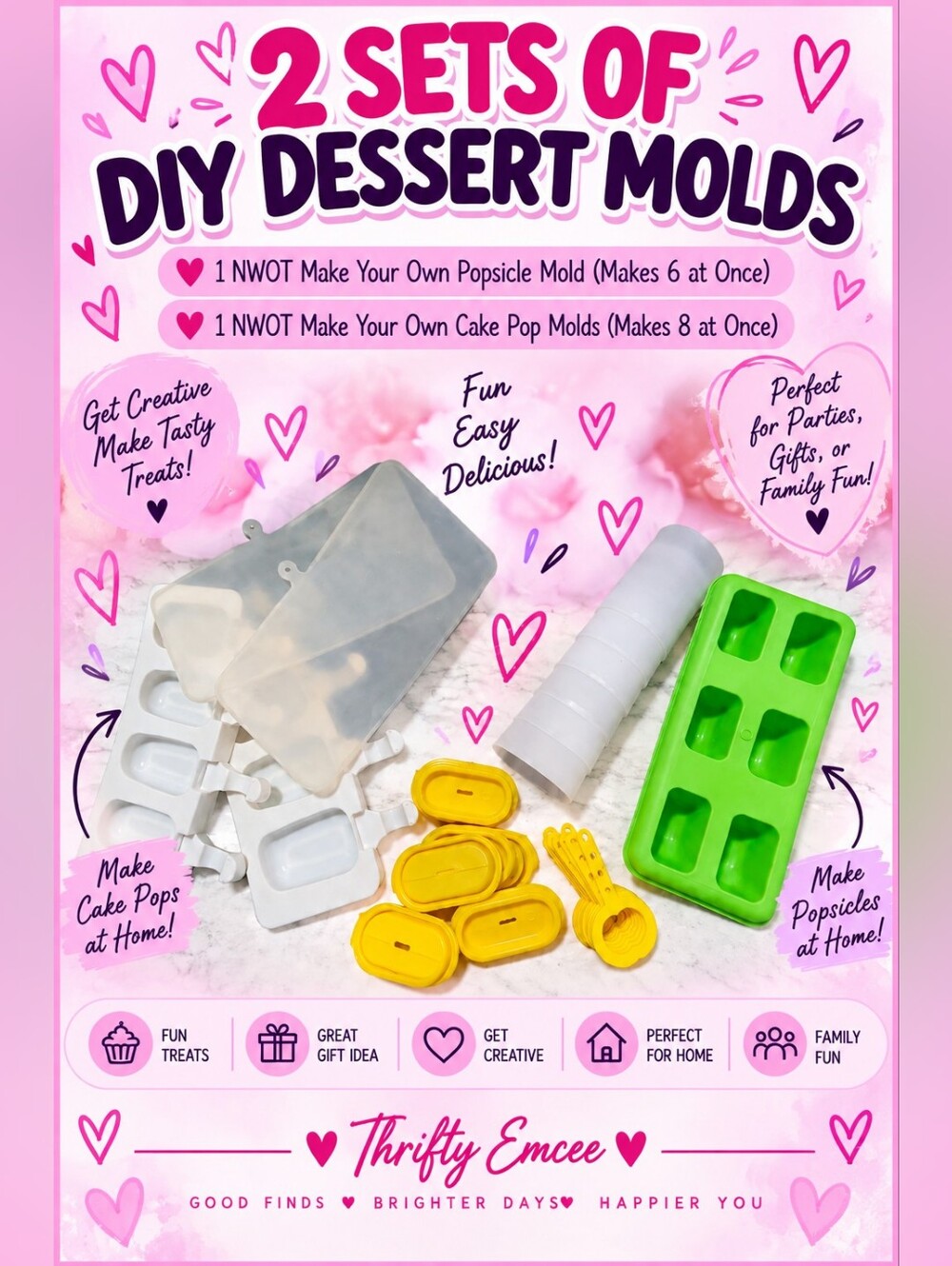 NWOT DIY MAKE-YOUR-OWN POPSICLE & CAKE POP KITS — MAKES 6 POPSICLES/8 CAKE POPS